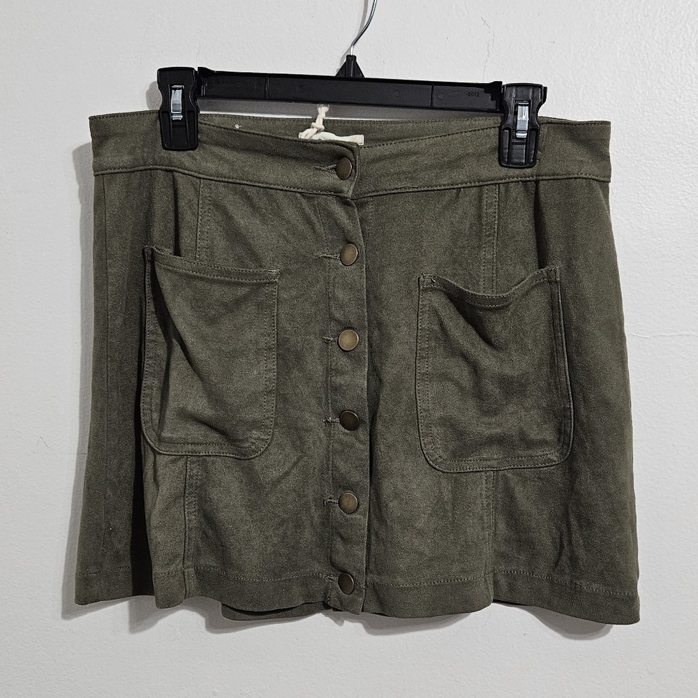 Altar'd State Green Faux Suede Mini Skirt. Size M